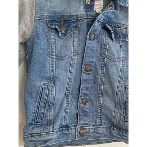 Wonder Nation Denim & Fleece Jacket Unisex Size 3T Removeable Hood Medium Wash - Picture 6 of 6